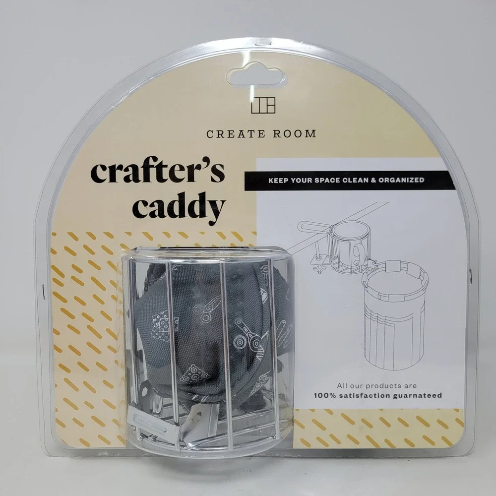 Create Room Crafter's Caddy Desk Organizer Cup Holder Clamp-on Chrome New